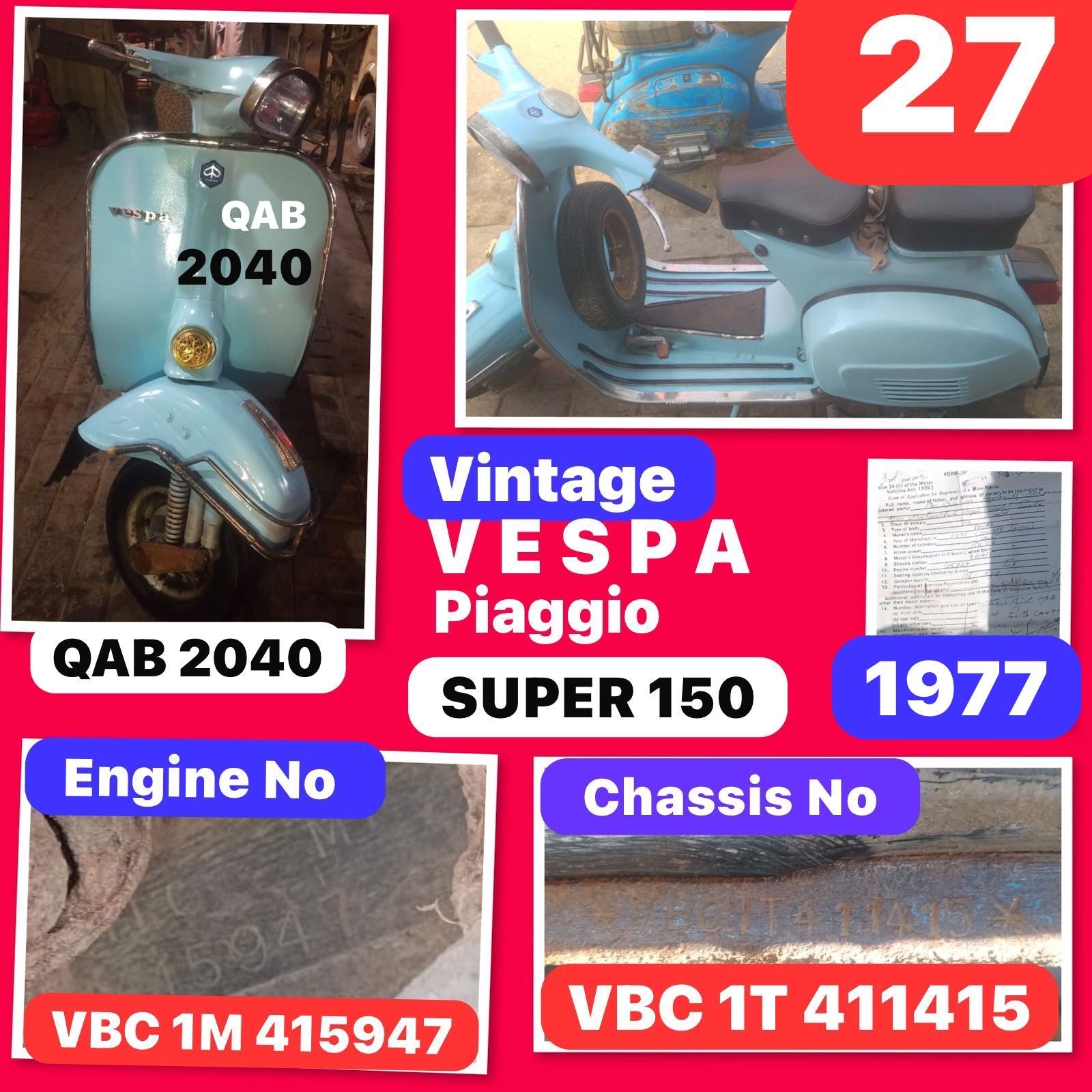 Vespa Super 150 VBC  1977 No27