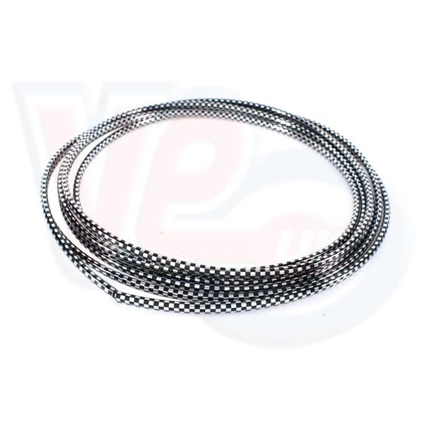 VESPA 5mtrs NARROW LEGSHIELD TRIM – CHROME & BLACK CHEQUERED – UNIVERSAL
